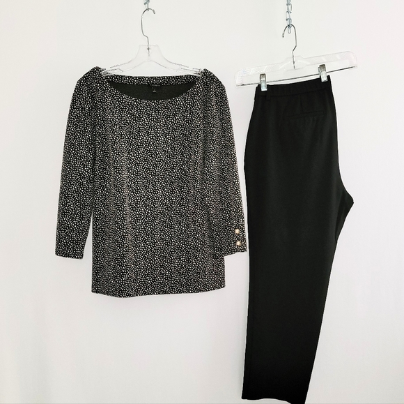 Talbots 2 Piece Cropped Pants Outfit Size Large Top 16WP Petite Cropped Pants - Picture 5 of 9